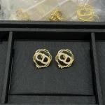 New Openwork CD Full Diamond Stud Earrings-box - Image 2