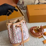 Pink and White Striped Mini Bucket Bag-box