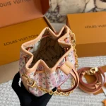 Pink and White Striped Mini Bucket Bag-box - Image 8
