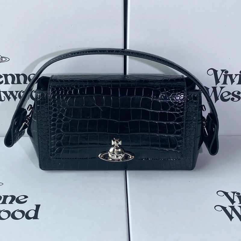 13423904767665400 Black 3D Logo Croc-Embossed Shoulder Bag-box - Image 1