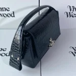 Black 3D Logo Croc-Embossed Shoulder Bag-box - Image 10
