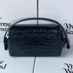 Black 3D Logo Croc-Embossed Shoulder Bag-box - Image 9