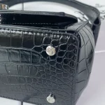 Black 3D Logo Croc-Embossed Shoulder Bag-box - Image 7