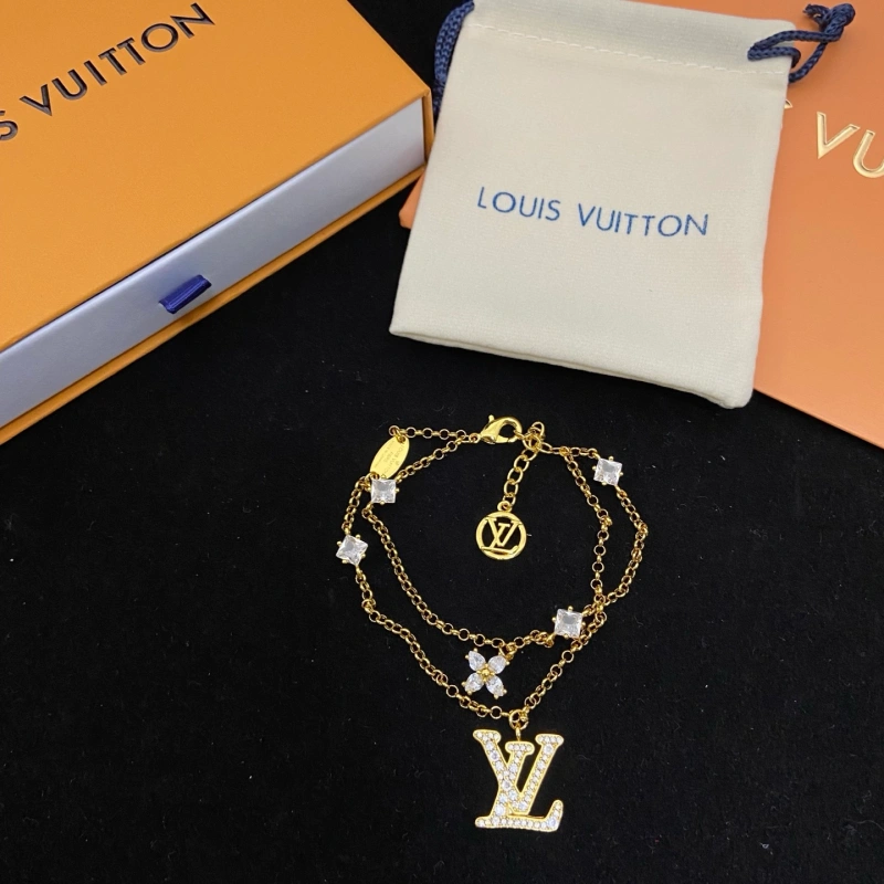 13424000546839600 Double-layer bracelet with full diamond letter and floral pattern-box - Image 1