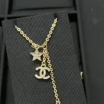 Pink teardrop necklace with star and double C pendant-box - Image 3