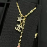 Pink teardrop necklace with star and double C pendant-box - Image 2