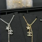 Pink teardrop necklace with star and double C pendant-box - Image 6