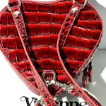 Burgundy large heart plaid bag-box - Image 7