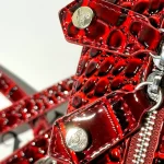 Burgundy large heart plaid bag-box - Image 6