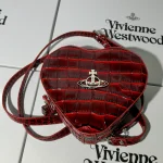 Burgundy large heart plaid bag-box - Image 5