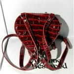 Burgundy large heart plaid bag-box - Image 4
