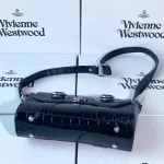 New black crocodile pattern double ring crossbody bag-box - Image 7