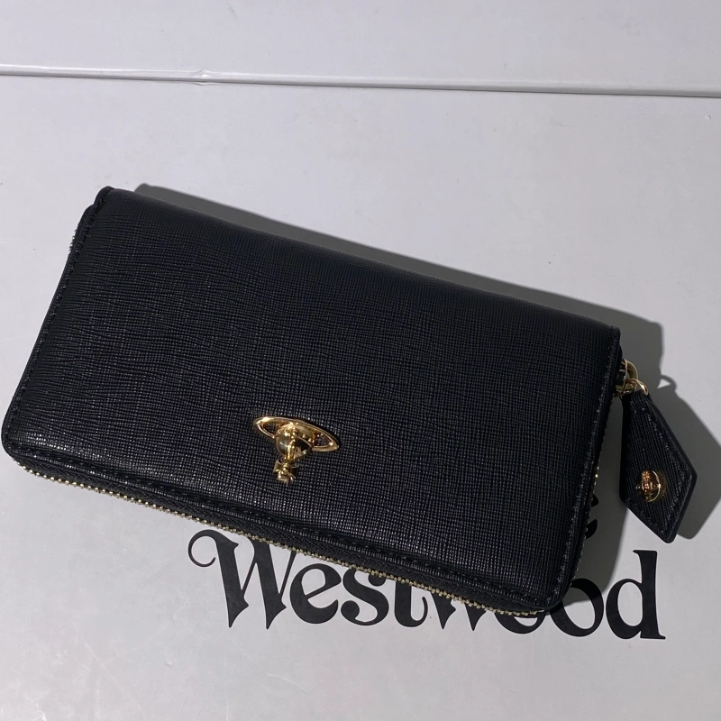 13424150615692000 Black and gold Saffiano long zip wallet-box - Image 1
