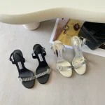 Rhinestone high heel sandals-box