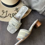 Embroidered Round Heel Slides-box(Heel height: 4 cm) - Image 4