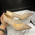 Mesh Rhinestone Pointed Toe Shoes-box - Image 2