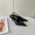 Letter Buckle Cutout High Heel Sandals-box - Image 2