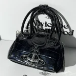 Black mini bag with large check pattern-box - Image 3