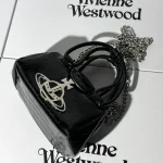 Black mini bag with large check pattern-box - Image 9