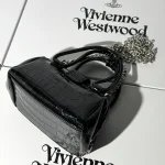 Black mini bag with large check pattern-box - Image 8
