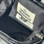 Black mini bag with large check pattern-box - Image 7