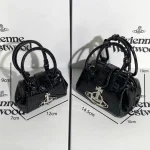 Black mini bag with large check pattern-box