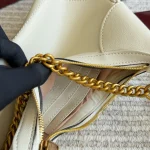 Warm off-white full-grain leather paired with vintage antique gold hardware-box - Image 7