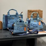 Denim Embroidered Tote Bag-no box