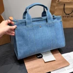 Denim Embroidered Tote Bag-no box - Image 8