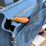 Denim Embroidered Tote Bag-no box - Image 5
