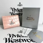 High-end apricot croc-print wallet, complete with luxury gift box