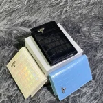 Croc-embossed wallet in genuine top-grain cowhide-box