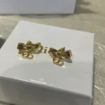 Brushed bow CD letter drop earrings-box - Image 2
