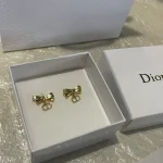 Brushed bow CD letter drop earrings-box - Image 15