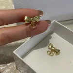 Brushed bow CD letter drop earrings-box - Image 10