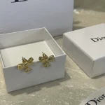 Brushed bow CD letter drop earrings-box