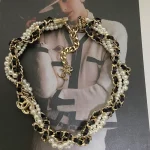 Leather-wrapped chain pearl rope necklace-box - Image 4