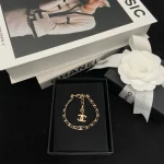 New Black & Gold Double C Leather-wrapped Chain Bracelet-box