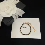 New Black & Gold Double C Leather-wrapped Chain Bracelet-box - Image 7