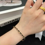 New Black & Gold Double C Leather-wrapped Chain Bracelet-box - Image 6