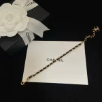 New Black & Gold Double C Leather-wrapped Chain Bracelet-box - Image 5