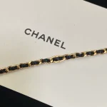 New Black & Gold Double C Leather-wrapped Chain Bracelet-box - Image 3