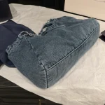 Denim Chain Bag in Washed Blue Distressed Denim-no box - Image 7