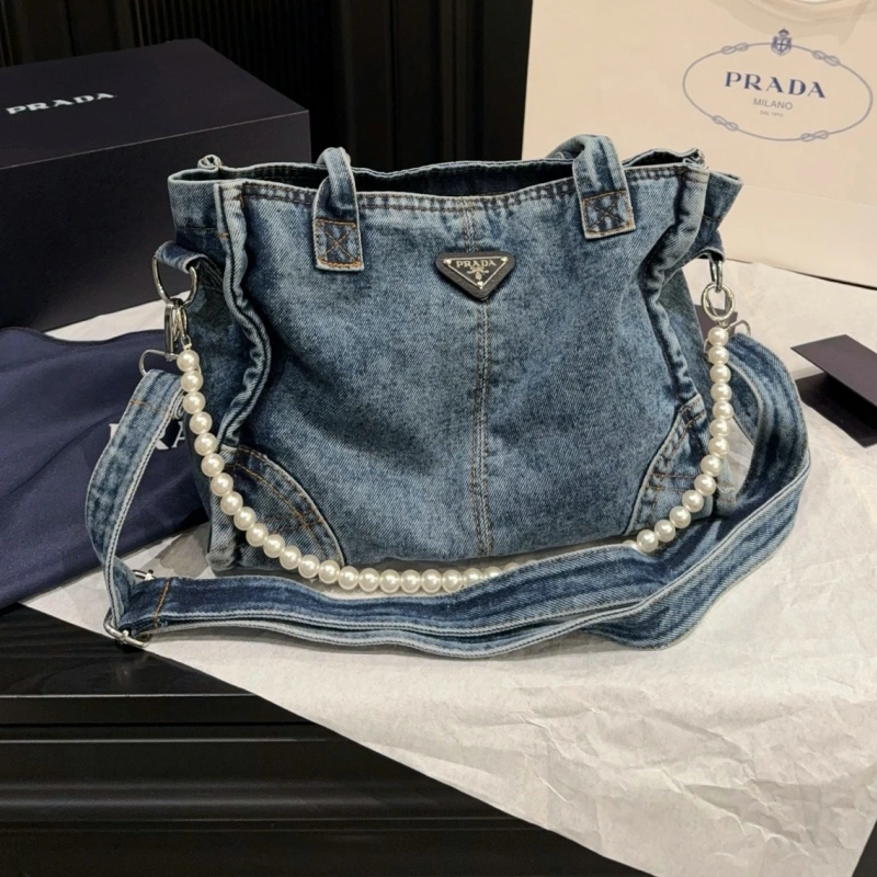 13426929241595400 Denim Pearl Tote Bag-box - Image 1