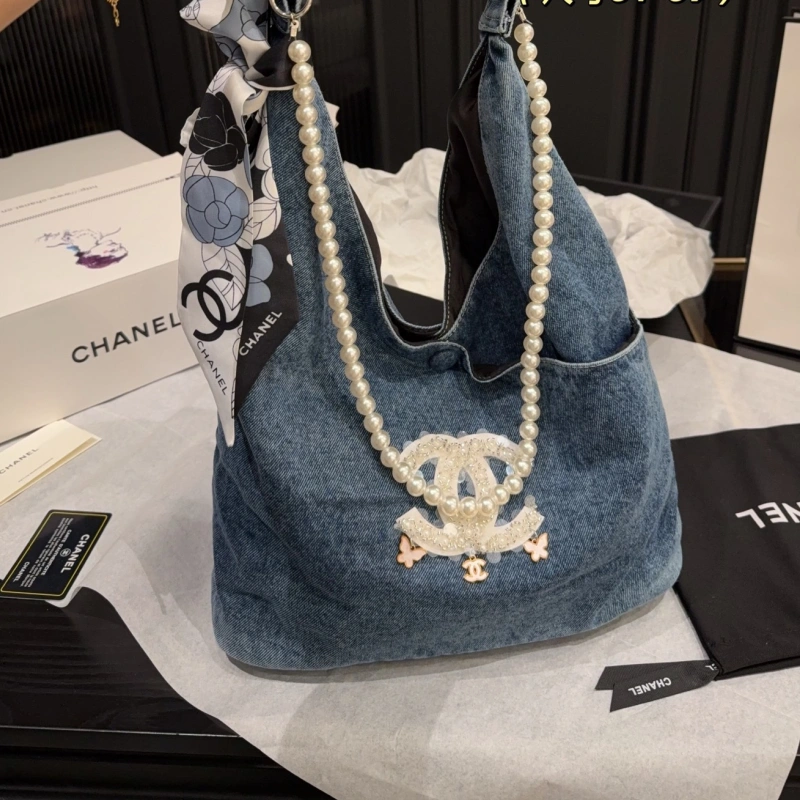 13426932088400400 Denim Pearl Tote Bag-nobox - Image 1