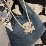 Denim Pearl Tote Bag-nobox - Image 9