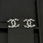 New Chanel-style black and white spliced leopard print silver stud earrings-box - Image 6