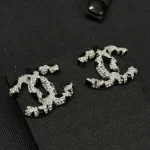 New Chanel-style black and white spliced leopard print silver stud earrings-box - Image 4