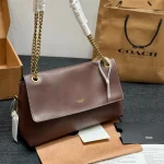 Black and Gold Chain Messenger Bag with Soft Leather Chain-box - Image 2