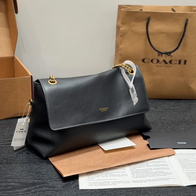 84394a3a2fb6b81ad7bd07f42c76115a Black and Gold Chain Messenger Bag with Soft Leather Chain-box - Image 1